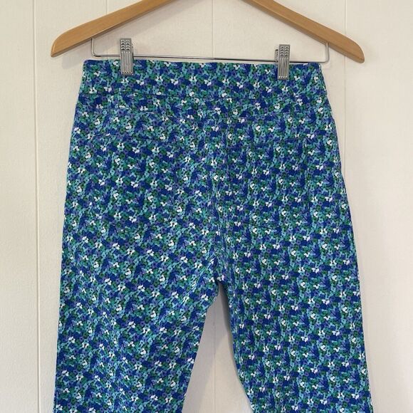 Soft Surroundings Petite Small Super Stretch Capri Pants Cropped Floral Blue - Picture 6 of 12